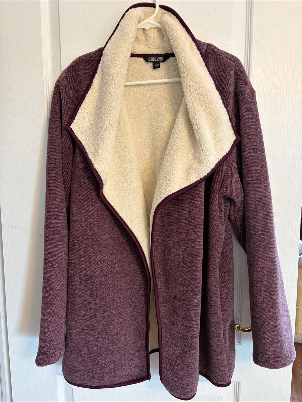 Original by Nicole Miller Women’s Burgundy Sherpa-Lined Open Front Jacket